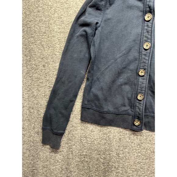 Hollister Hoodie Women Medium Navy Blue Button Front Logo Sleeve Sweatshirt - Picture 4 of 16